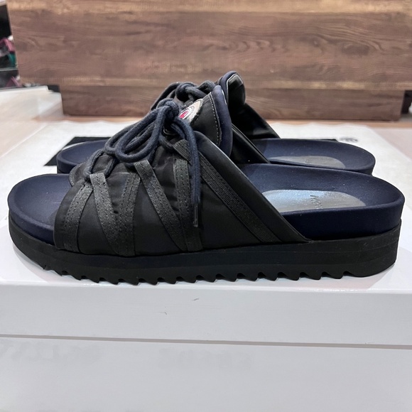 RARE! Moncler Lace Up Primaelo Slide Platform Sandal - Black - Picture 4 of 10